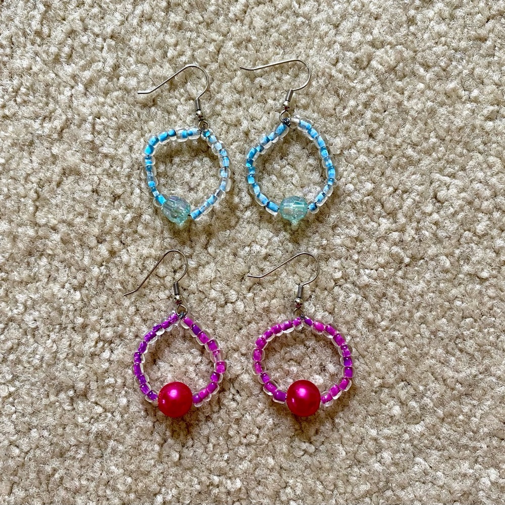 Beaded Handmade Hoop Earring Set - Picture 2 of 2